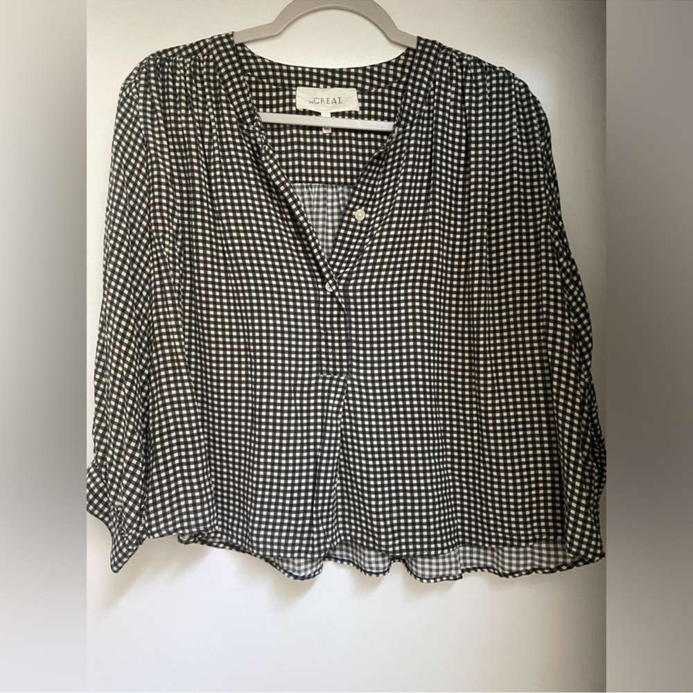 The Great Gingham Silk Blouse